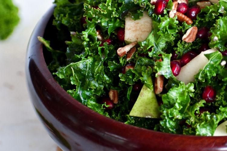 winter kale salad with fruit