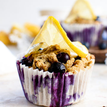plant based lemon blueberry muffin