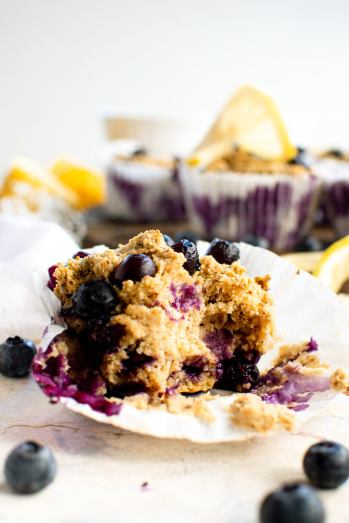 healthy vegan lemon blueberry muffins