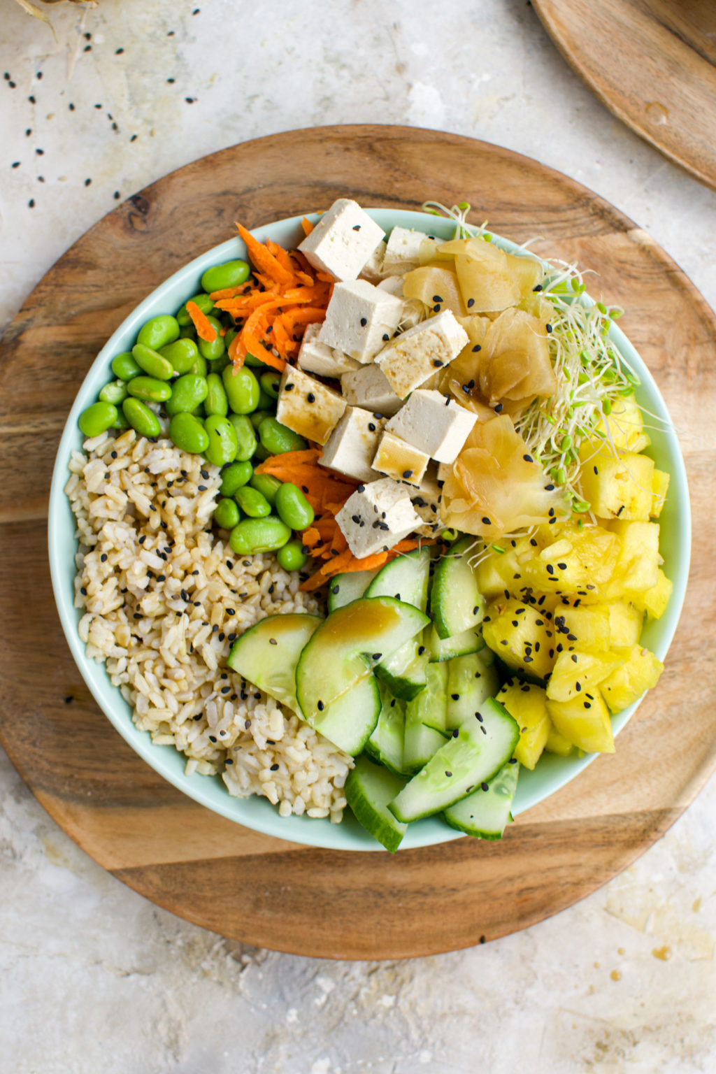 Sweet Ginger Tofu Poke Bowl - The All Natural Vegan