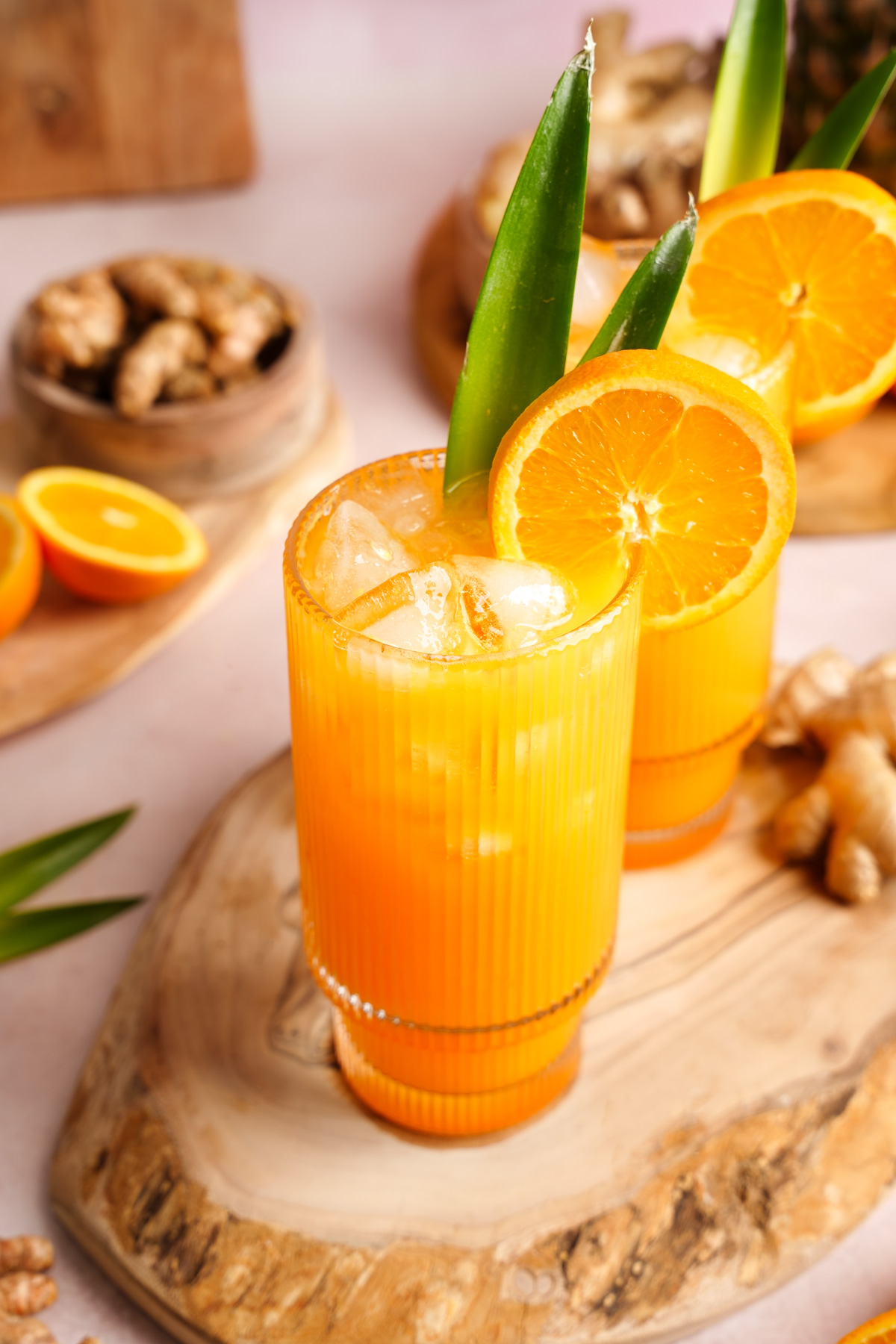 a close up of the turmeric juice to show the bright color and smooth texture of the juice