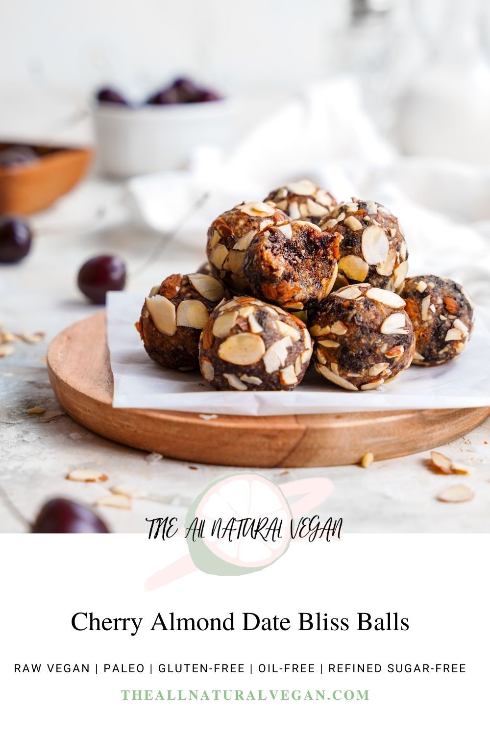 date energy ball recipe card stating this recipe is raw vegan, oil-free, gluten-free, paleo, and refined sugar-free