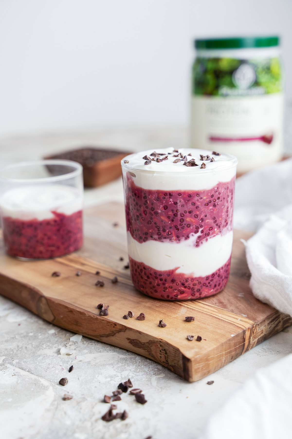 layered oatmeal with the plantfusion complete protein powder