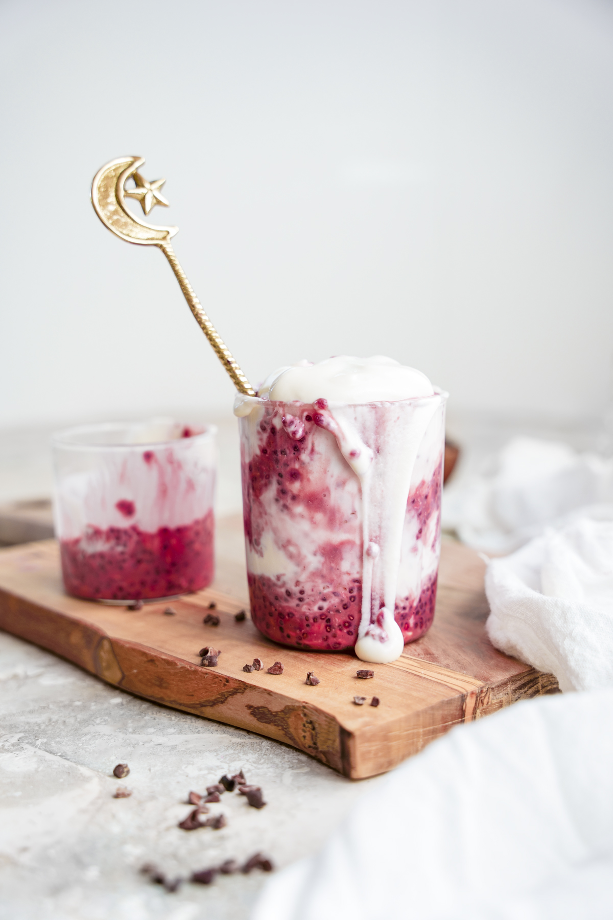 red velvet overnight oats mixed up with spoon