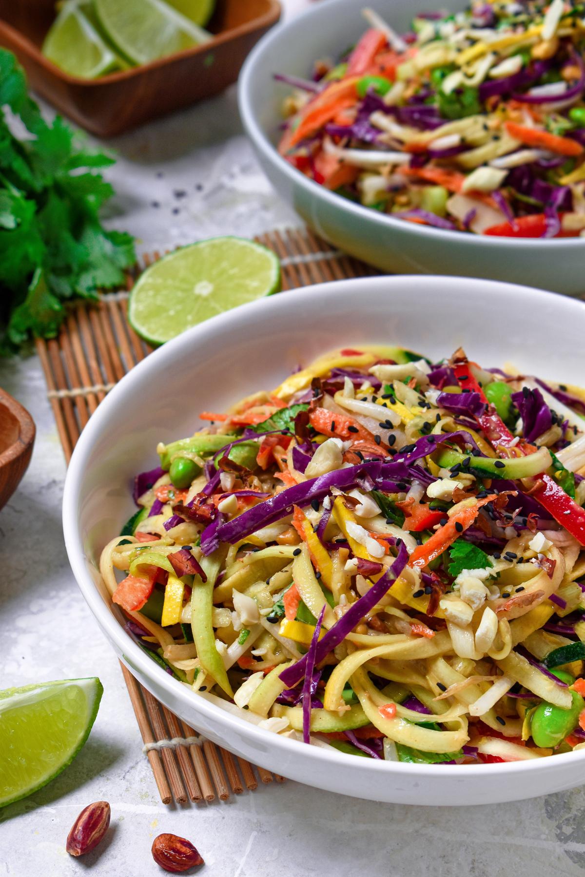 close up of the plant based vegetable noodles