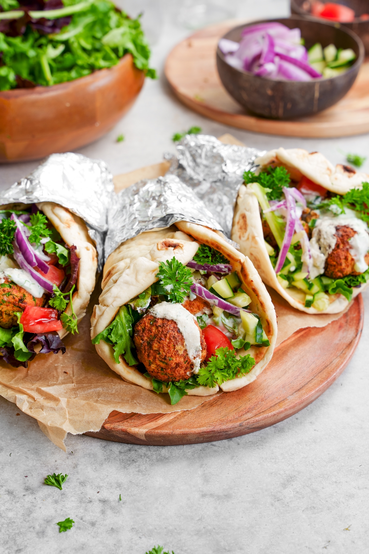 Falafel Gyros with Feta Tzatziki - Dishing Out Health