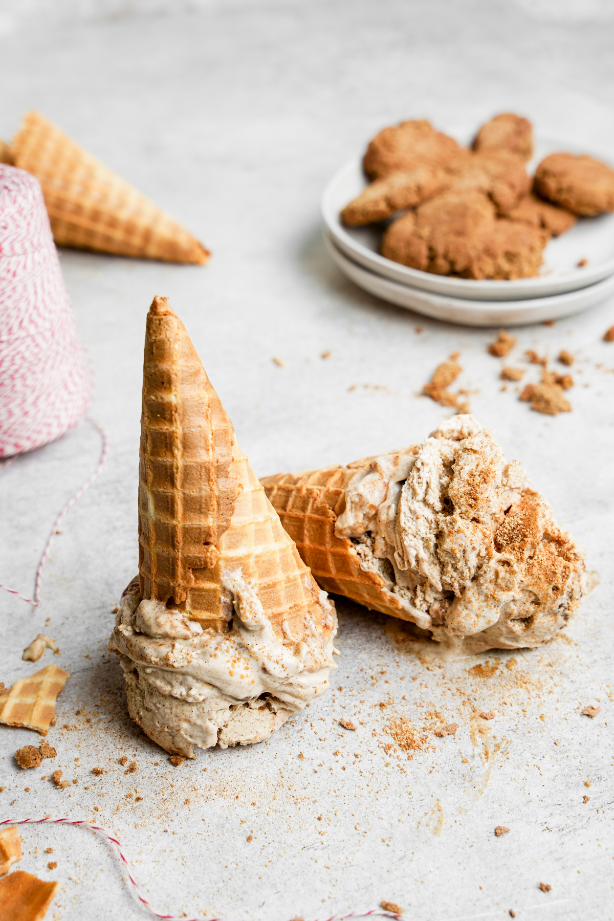 the healthy vegan ice cream flipped over to show the creamy texture