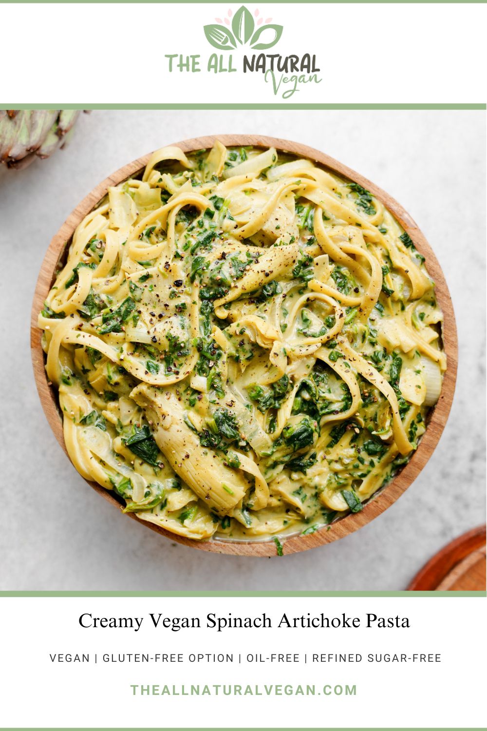 spinach artichoke pasta pinterest recipe card