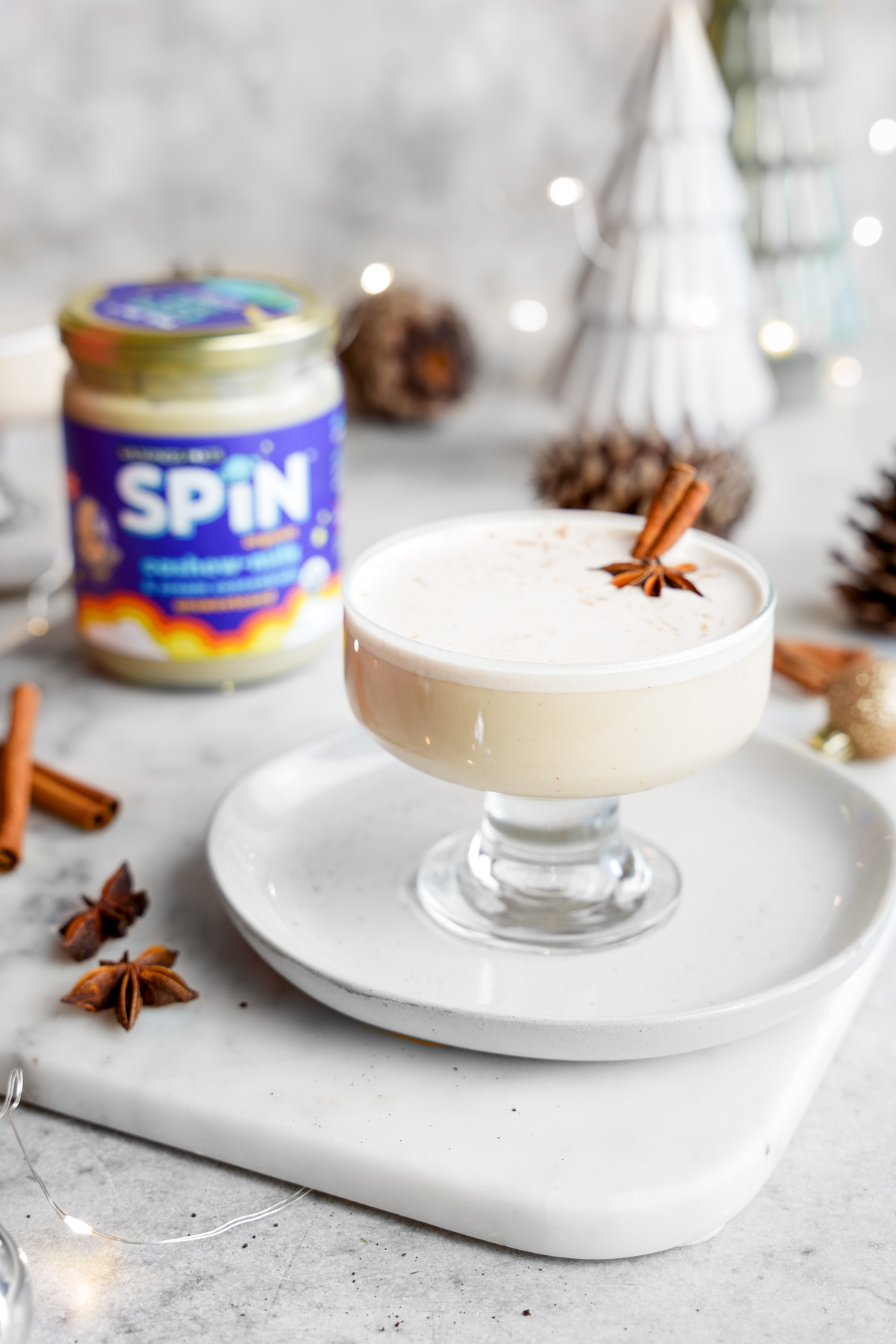 the best vegan eggnog next to the wilderness poets SPiN container
