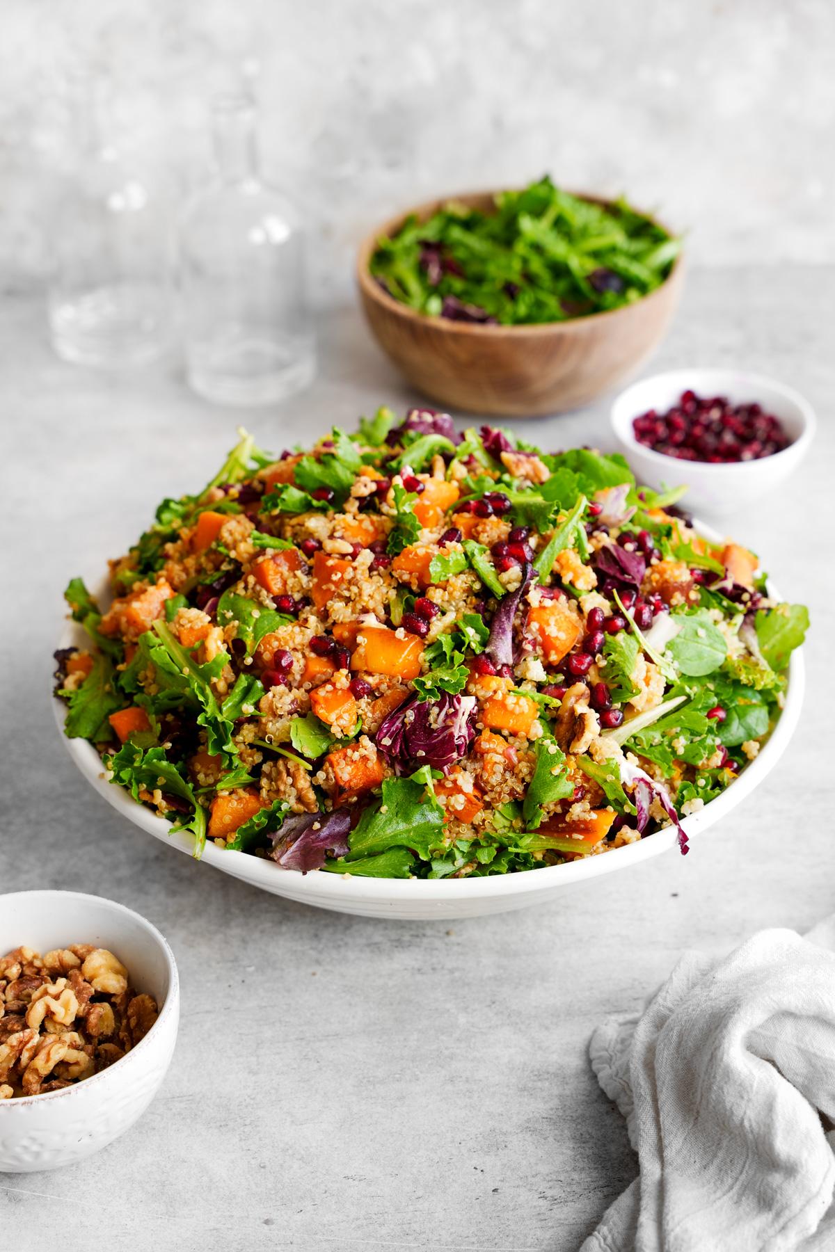 the butternut squash quinoa salad tossed without dressing