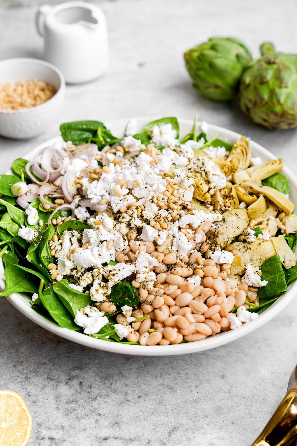the healthy vegan salad with the lemon vinaigrette