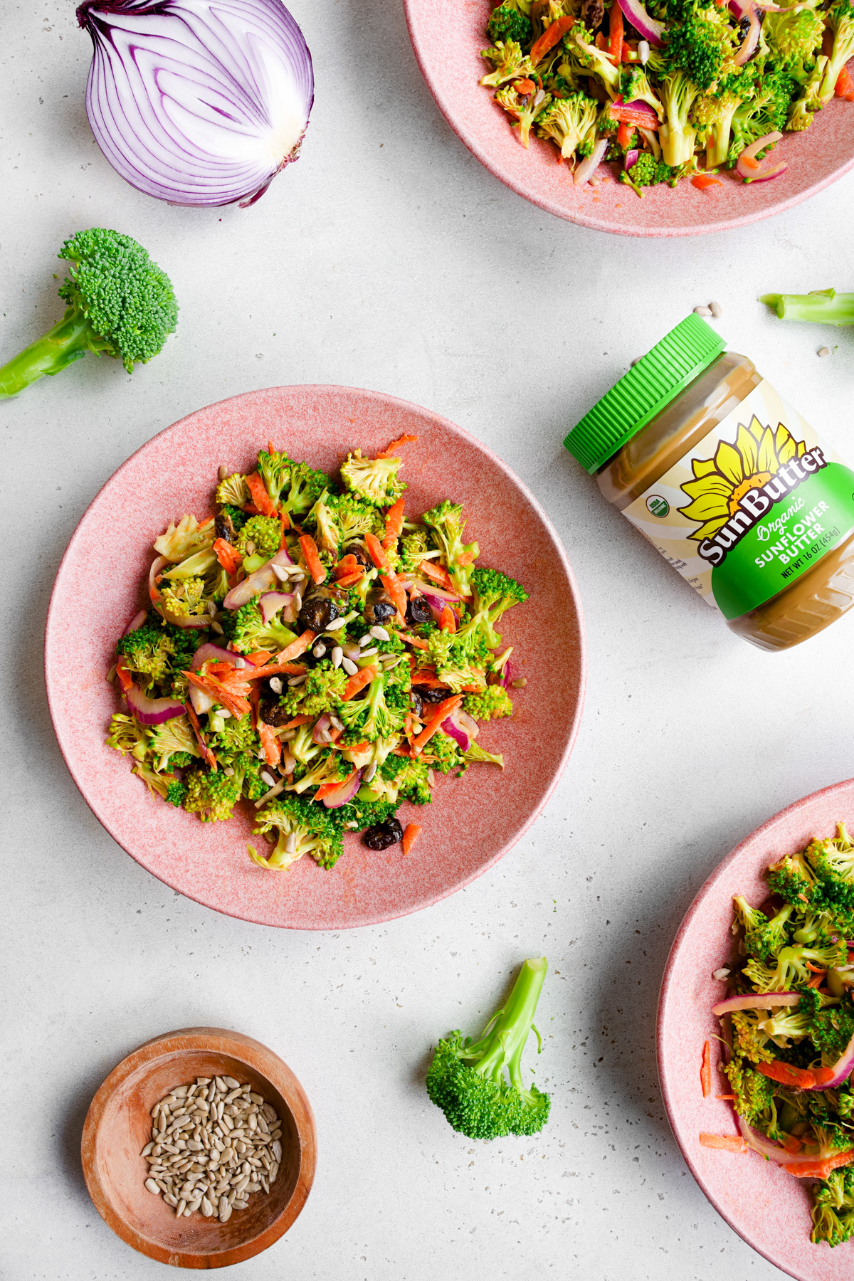 the broccoli crunch salad with the organic sunflower butter