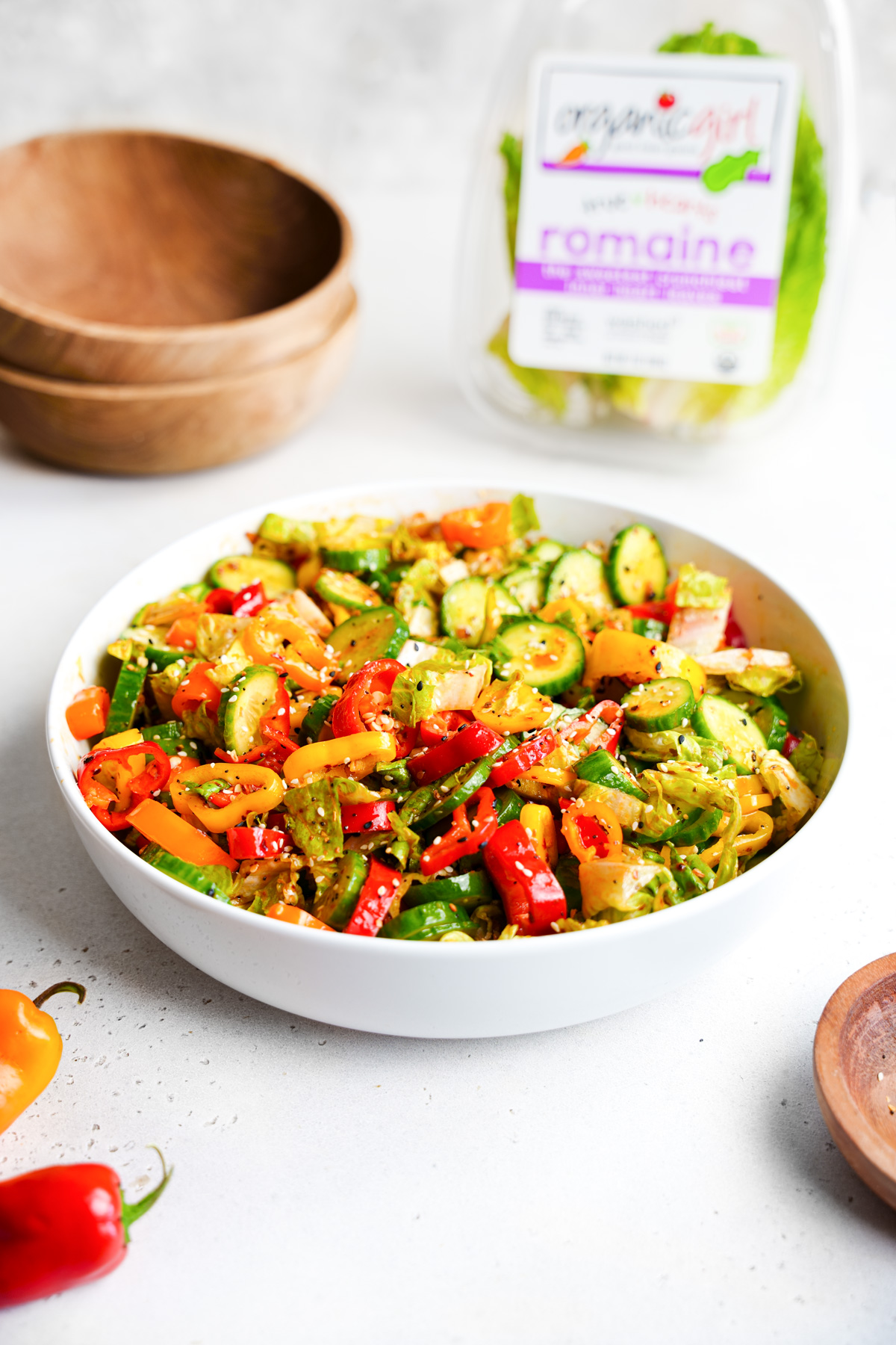 the viral cucumber salad with the organicgirl packaging