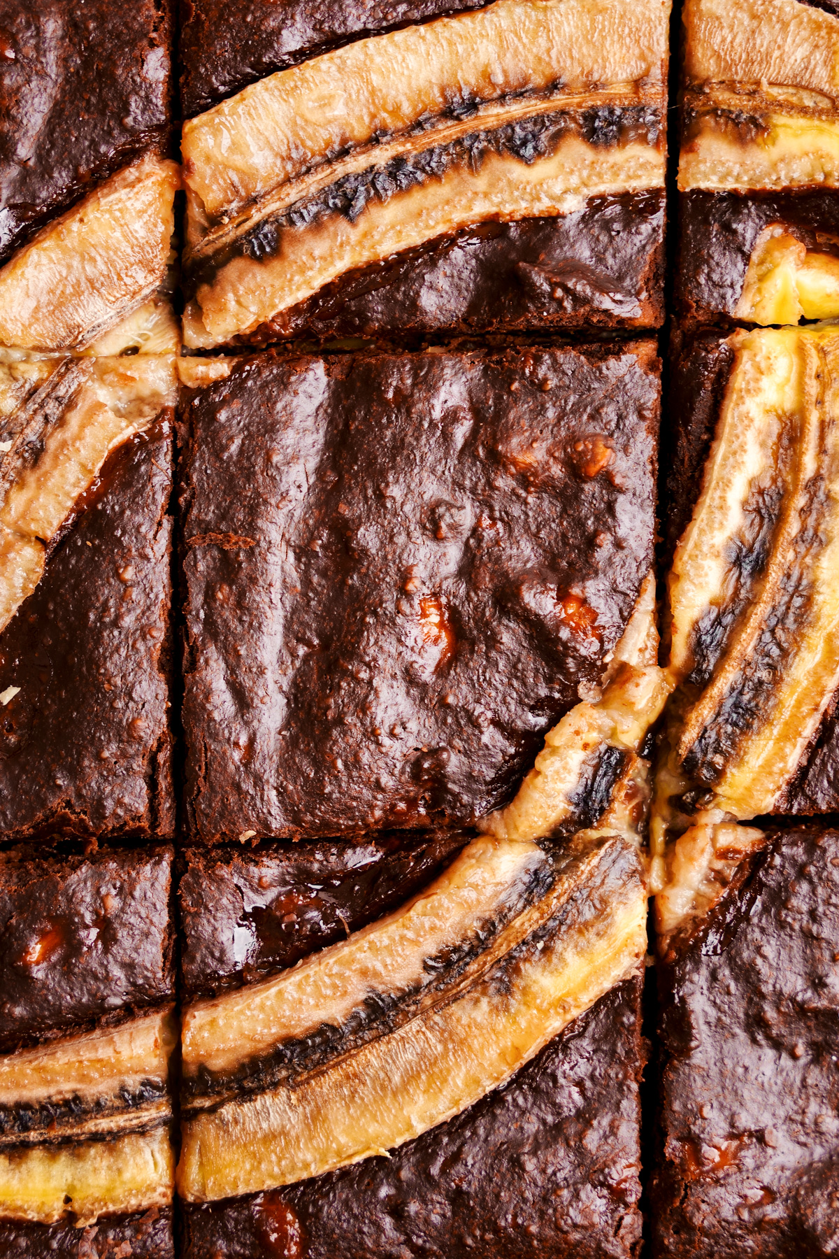 close up of the 3 ingredient banana brownies