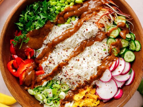 Delicious Spring Roll Salad With Peanut Dressing