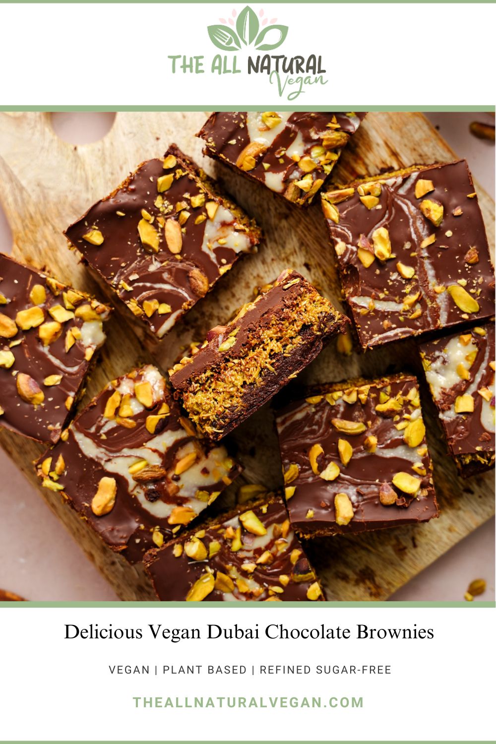 recipe pinterest card stating this recipe is vegan, plant based, and refined sugar-free