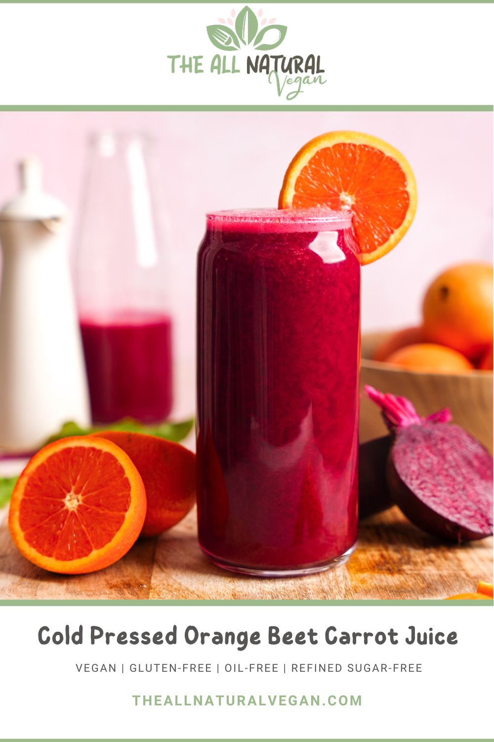 recipe card stating this recipe is vegan, gluten-free, oil-free, and refined sugar-free