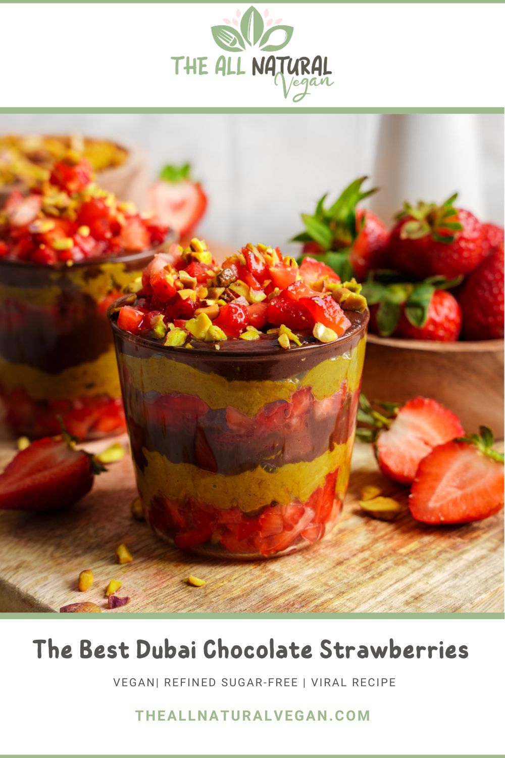 pinterest card stating this recipe is vegan, refined sugar-free and a viral recipe