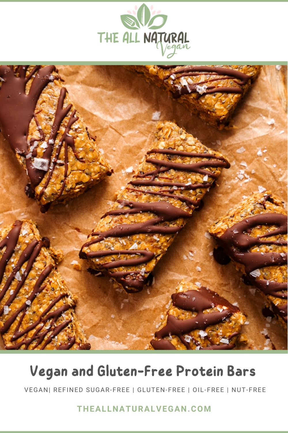 pinterest recipe card stating this recipe is vegan, gluten-free, oil-free, refined sugar-free and nut-free