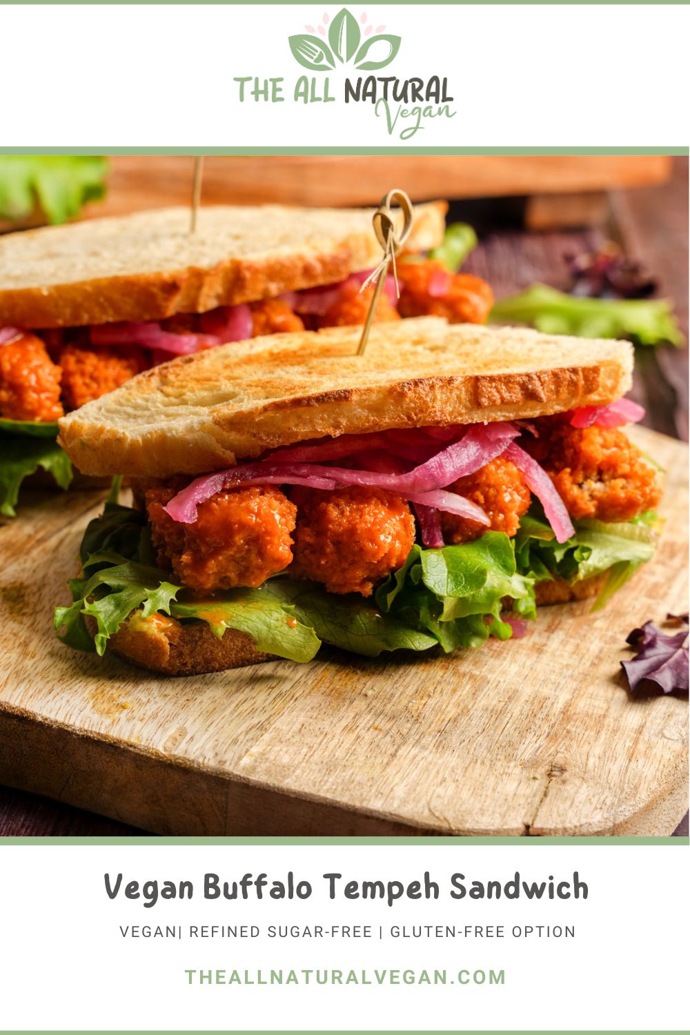 pinterest recipe card stating this recipe is vegan, refined sugar-free, and there's a gluten-free option